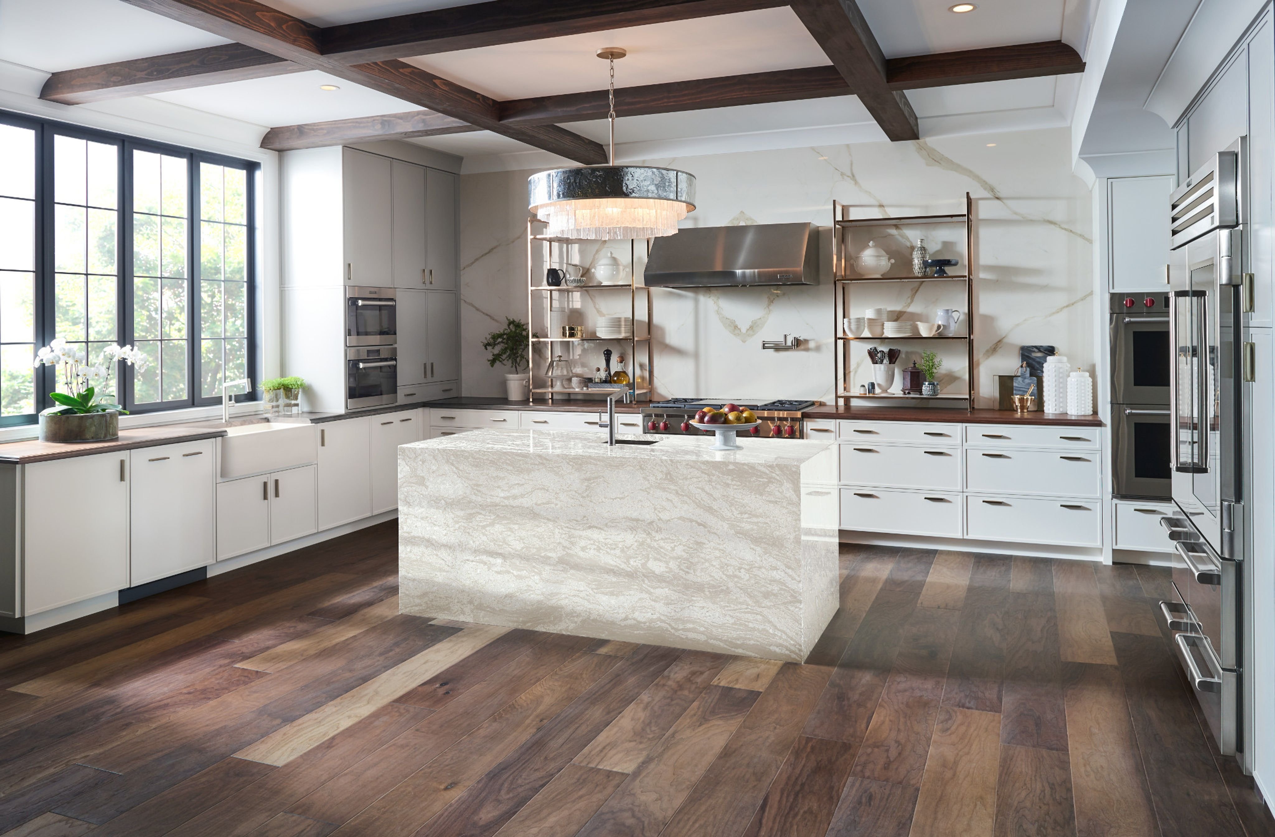 Kitchen with hardwood flooring from Wholesale Flooring and Blinds in Casper, WY